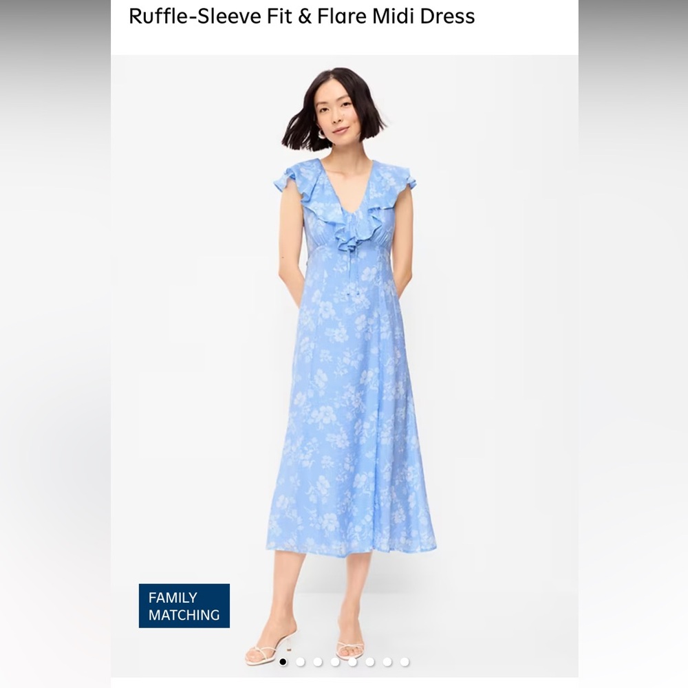 Old Navy Sky Blue Floral Ruffle-Front Midi Dress